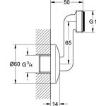 Grohe S-Anschluss 3/4Zollx1Zoll verstb 65mm chr