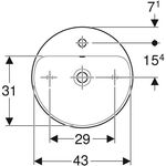 Geberit Aufsatzwaschtisch VariForm rd d= 45cm m HLB mit Überlauf weiß