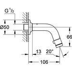 Grohe Waschtisch-Wandventil UNI 1/2Zoll Ausldg 106mm chr