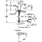 Grohe Einhand-Waschtischbatterie LINEARE 1/2Zoll XS-Size chr