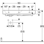 Geberit Waschtisch CITTERIO 900x500mm m Abl. re HL li o ÜL weiß KT