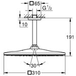 Grohe Kopfbr.set RAINSHOWER MONO 310 Cub Deckenauslass 142mm su-st