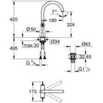 GROHE WT-Einlochbatt. Atrio Private C. 21140 XL-Size für Hebelgriffe supersteel