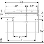 Geberit Waschtischunterschrank XENO² 880x530x462mm Siphonaus re La hochglänze