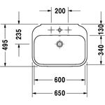 Duravit Waschtisch HAPPY D.2 m ÜL HLB 650x500mm 3 Hahnlöcher weiß WG