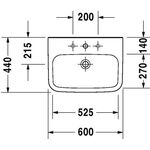 Duravit Waschtisch DURASTYLE MED o ÜL m HLB 600x440mm ohne Hahnloch weiß