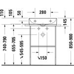 Duravit Waschtisch DURASQUARE o ÜL m HLB geschli 500x470mm o HL we WG
