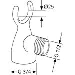 Kludi Aufsatzbrauseanschluss G 3/4Zoll m Gabelhaken chr