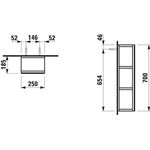 Laufen Spiegelelement FRAME 25 offen, 700x250x185mm verkehrsgrau