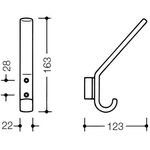 Hewi Garderobenhaken SERIE 477 163mm, mit Distanzstück koralle