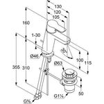 Kludi Waschtisch-EHM PURE&EASY 3,8 l/min mit Ablaufgarnitur 100mm chrom