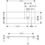 HG Konsole Xelu Q 1360x550mm m Auss rechts weiß hochglanz