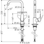 Einhebel-Küchenmischer Focus M41 ComfortZone 260 1 jet Eco Stain st optic