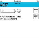 Gewindestift ISO 4027 Spitze/Innen-6kt M4x 20 A 2 500 Stück - VPE: 500