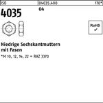 Sechskantmutter ISO 4035 niedrig Fasen M8 Automatenstahl 1000 Stück - VPE: 1000
