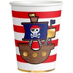 8 Becher Pirates Map Papier 250 ml