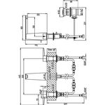 VB Dreiloch-WT-Arm. Conum 440x144x165mm Zugst-Ablgarn. BrushedNickelMatt