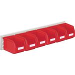 Sichtlagerkastenset H140xB920xT250mm Stahlblech/Polyethylen Ku.rot 6xGr.6