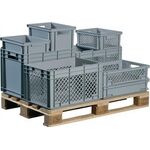 Transportbehälter L600xB400xH170mm grau PP Durchfassgr.Seitenwände durchbrochen