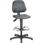 Arbeitsdrehstuhl Unitec Bodengleiter+Fußring Integralschaum schwarz 580-850mm
