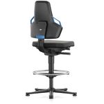 Arbeitsdrehstuhl Nexxit Gleiter+Fußring Supertec schwarz Griff blau 570-820mm