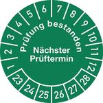 Mehrjahresprüfplakette D.30mm Prüfung bestanden 23-28 Folie