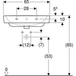 Geberit Aufsatzwaschtisch RENOVA PLAN mit Hahnloch mit Überlauf 650x480mm weiß