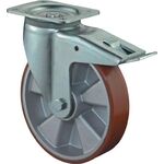 Schwerlastlenkrolle D.200mm Trgf.800kg m.Festst.Guß-PU 135mm 110mm BS ROLLEN
