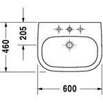 Duravit Waschtisch D-CODE m ÜL HLB 1 Hahnloch 600x460mm weiß