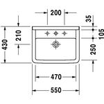 Duravit Waschtisch STARCK 3 m ÜL HLB 1 Hahnloch 550x430mm weiß