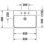 Duravit Waschtisch ME by Starck m ÜL m HLB 650x490mm 1 HL we sdm WG