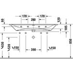 Duravit Waschtisch VIU 1230x490mm m ÜL m HLB 2 Hahnlöcher weiß