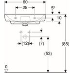 Geberit Waschtisch SMYLE m HL mit Überlauf 600x480mm weiß KT
