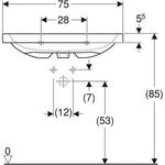 Geberit Aufsatzwaschtisch Light iCon 750x480mm m HL m ÜL weiß-alpin matt