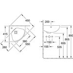V&B Eck-Handwaschbecken Compact O.NOVO 415mm Schenkellänge mit ÜL we C+