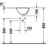 Duravit Einbauwaschtisch ARCHITEC BALI m ÜL o HLB d= 335mm ohne Hahnloch weiß