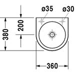 Duravit Handwaschbecken ARCHITEC o ÜL m HLB 360x380mm HL-Vorstich weiß