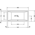 Duravit Rechteck-Badewanne STARCK 1800x900mm, 2 Rückenschrägen weiß