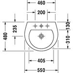Duravit Waschtisch DARLING NEW m ÜL HLB 3 Hahnlöcher 550x480mm weiß WG