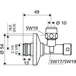 Schell Eckregulierventil chr gesicherte Betätigung 3/8Zollx3/8Zoll KIWA