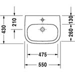 Duravit Waschtisch D-CODE MED o ÜL m HLB 550x430mm 1 Hahnloch weiß
