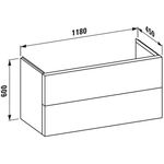 Laufen Waschtischunterbau KARTELL 600x1180x450mm, 2 Schubladen kieselgrau
