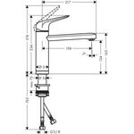 HG Einhebel-Spültischmischer 120 M42 DN 15, für Vorfenstermontage chrom