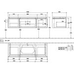 V&B Waschtischunterschrank LEGATO 1400x380x500mm m Be Glossy White