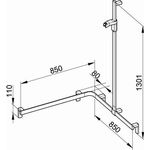 Keuco Duschhandlauf AXESS rechts silber-eloxiert 840/840/1300mm