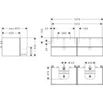 HG Waschtischunterschrank Xevolos E 1570x555x550mm Ko sch-gr ma Fr sch-gr me