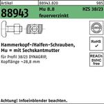 Hammerkopfschraube R 88943 6-ktmutter M16x60 Mu 8.8 feuerverz. 25St. HALFEN - VPE: 25