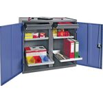 Werkzeug-/Beistellschrank H1000xB1000xT500mm 2 Schubl.,4 BD grau/blau NCS PROMAT