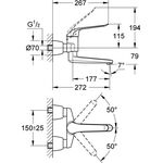 Grohe EH-WTbatt EUROECO SPECIAL 1/2Zoll Ausl 274mm absp. S-Anschlüsse chr