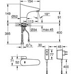 Grohe Infrarot-Elektronik EUROPLUS E 1/2Zoll Steckertrafo m Mischung chr